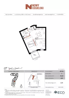 1 pokój, mieszkanie 42,19 m², piętro 1, oferta nr A19, Nowy Cegielski, Poznań, Wilda, ul. 28 Czerwca 1956 r.