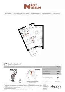 1 pokój, mieszkanie 41,93 m², piętro 3, oferta nr A43, Nowy Cegielski, Poznań, Wilda, ul. 28 Czerwca 1956 r.