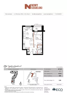 2 pokoje, mieszkanie 42,76 m², piętro 4, oferta nr A49, Nowy Cegielski, Poznań, Wilda, ul. 28 Czerwca 1956 r.