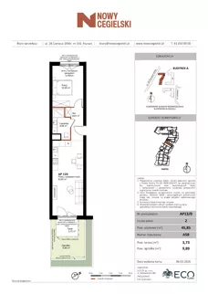 2 pokoje, mieszkanie 44,84 m², piętro 1, oferta nr A64, Nowy Cegielski, Poznań, Wilda, ul. 28 Czerwca 1956 r.