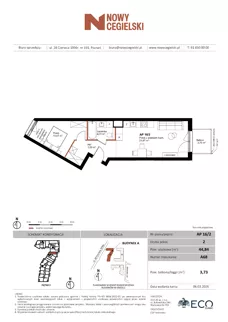 2 pokoje, mieszkanie 44,84 m², piętro 2, oferta nr A68, Nowy Cegielski, Poznań, Wilda, ul. 28 Czerwca 1956 r.
