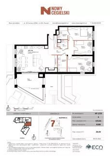 4 pokoje, mieszkanie 115,61 m², piętro 6, oferta nr A108, Nowy Cegielski, Poznań, Wilda, ul. 28 Czerwca 1956 r.