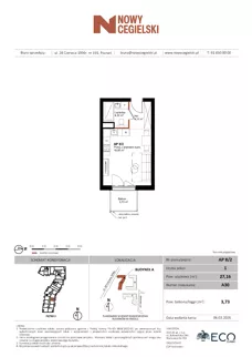 1 pokój, mieszkanie 27,16 m², piętro 2, oferta nr A30, Nowy Cegielski, Poznań, Wilda, ul. 28 Czerwca 1956 r.