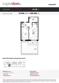 2 pokoje, mieszkanie 41,78 m², parter, oferta nr D-B3-LM-46, ActiveCity etap IV, Lublin, Wrotków, ul. Henryka Wolińskiego