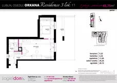 2 pokoje, mieszkanie 45,75 m², parter, oferta nr 11, Orkana Residence III Etap, Lublin, Czuby Północne, Czuby Północne, ul. Orkana