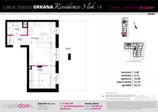 2 pokoje, mieszkanie 39,06 m², parter, oferta nr 14, Orkana Residence III Etap, Lublin, Czuby Północne, Czuby Północne, ul. Orkana