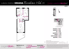 3 pokoje, mieszkanie 60,22 m², parter, oferta nr 20, Orkana Residence III Etap, Lublin, Czuby Północne, Czuby Północne, ul. Orkana