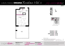 1 pokój, mieszkanie 27,72 m², parter, oferta nr 22, Orkana Residence III Etap, Lublin, Czuby Północne, Czuby Północne, ul. Orkana