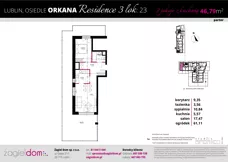 2 pokoje, mieszkanie 46,79 m², parter, oferta nr 23, Orkana Residence III Etap, Lublin, Czuby Północne, Czuby Północne, ul. Orkana