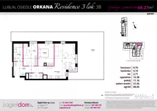 3 pokoje, mieszkanie 69,27 m², parter, oferta nr 38, Orkana Residence III Etap, Lublin, Czuby Północne, Czuby Północne, ul. Orkana