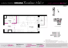 1 pokój, mieszkanie 30,17 m², piętro 3, oferta nr 67, Orkana Residence III Etap, Lublin, Czuby Północne, Czuby Północne, ul. Orkana