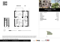 4 pokoje, apartament 82,51 m², piętro 1, oferta nr 1.34B, Osiedle BO, Wrocław, Kowale, ul. Bociana