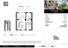 4 pokoje, apartament 82,56 m², piętro 1, oferta nr 1.14B, Osiedle BO, Wrocław, Kowale, ul. Bociana