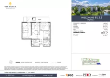 3 pokoje, apartament 58,14 m², piętro 3, oferta nr B1.3.3, Victoria Apartments II, Szczecin, Prawobrzeże, Dąbie, ul. Przestrzenna
