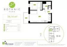 2 pokoje, mieszkanie 34,14 m², piętro 2, oferta nr 112, Botanic Park, Łódź, Polesie, Złotno, ul. Konstantynowska 66 C, D, E, F