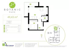 2 pokoje, mieszkanie 49,43 m², piętro 1, oferta nr 127, Botanic Park, Łódź, Polesie, Złotno, ul. Konstantynowska 66 C, D, E, F