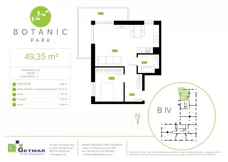 2 pokoje, mieszkanie 49,35 m², piętro 2, oferta nr 130, Botanic Park, Łódź, Polesie, Złotno, ul. Konstantynowska 66 C, D, E, F
