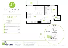 2 pokoje, mieszkanie 54,48 m², piętro 4, oferta nr 168, Botanic Park, Łódź, Polesie, Złotno, ul. Konstantynowska 66 C, D, E, F