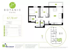 3 pokoje, mieszkanie 67,78 m², piętro 2, oferta nr 46, Botanic Park, Łódź, Polesie, Złotno, ul. Konstantynowska 66 C, D, E, F