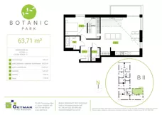 2 pokoje, mieszkanie 63,71 m², piętro 4, oferta nr 56, Botanic Park, Łódź, Polesie, Złotno, ul. Konstantynowska 66 C, D, E, F