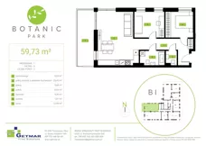 3 pokoje, mieszkanie 59,73 m², parter, oferta nr 7, Botanic Park, Łódź, Polesie, Złotno, ul. Konstantynowska 66 C, D, E, F