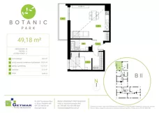 2 pokoje, mieszkanie 49,18 m², piętro 4, oferta nr 78, Botanic Park, Łódź, Polesie, Złotno, ul. Konstantynowska 66 C, D, E, F