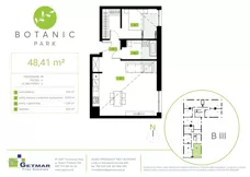 2 pokoje, mieszkanie 48,41 m², piętro 4, oferta nr 98, Botanic Park, Łódź, Polesie, Złotno, ul. Konstantynowska 66 C, D, E, F