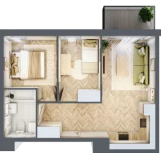 3 pokoje, mieszkanie 43,59 m², piętro 1, oferta nr A8, Nova Ceramiczna, Rzeszów, Przybyszówka, ul. Ceramiczna 505