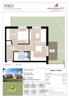2 pokoje, mieszkanie 39,44 m², piętro 1, oferta nr D/1/4, Limone, Wrocław, Jagodno, ul. F. P. Schuberta