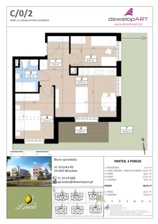 3 pokoje, mieszkanie 48,21 m², piętro 1, oferta nr D/1/3, Limone, Wrocław, Jagodno, ul. F. P. Schuberta