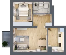 2 pokoje, mieszkanie 46,37 m², piętro 1, oferta nr B3/1/23, MONTANO, Polanica-Zdrój, al. Zwycięzców