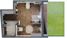 2 pokoje, apartament 58,88 m², parter, oferta nr M02, Apartamenty Orkana, Warszawa, Mokotów, Ksawerów, ul. Orkana 12