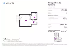 1 pokój, mieszkanie 32,90 m², parter, oferta nr 2.C.0.08, Murapol Osiedle Faktoria, Łódź, Polesie, Stare Polesie, al. 1 Maja