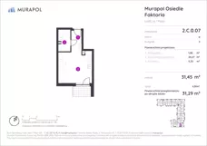 1 pokój, mieszkanie 31,29 m², parter, oferta nr 2.C.0.07, Murapol Osiedle Faktoria, Łódź, Polesie, Stare Polesie, al. 1 Maja