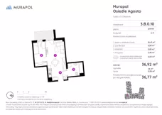 1 pokój, mieszkanie 36,77 m², parter, oferta nr 3.B.0.10, Murapol Agosto, Łódź, Polesie, Stare Polesie, ul. 6 Sierpnia