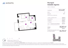 1 pokój, mieszkanie 42,78 m², piętro 6, oferta nr 3.C.6.07, Murapol Agosto, Łódź, Polesie, Stare Polesie, ul. 6 Sierpnia