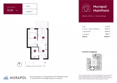1 pokój, mieszkanie 32,28 m², parter, oferta nr 1.A.0.05, Murapol MainPoint, Bielsko-Biała, Śródmieście, ul. Grażyńskiego