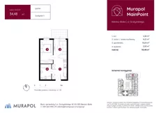 1 pokój, mieszkanie 31,83 m², piętro 4, oferta nr 1.A.4.08, Murapol MainPoint, Bielsko-Biała, Śródmieście, ul. Grażyńskiego