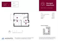 1 pokój, mieszkanie 42,73 m², piętro 1, oferta nr 1.B.1.02, Murapol MainPoint, Bielsko-Biała, Śródmieście, ul. Grażyńskiego