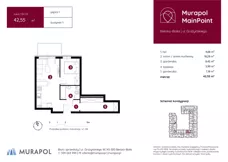 1 pokój, mieszkanie 42,55 m², piętro 1, oferta nr 1.B.1.12, Murapol MainPoint, Bielsko-Biała, Śródmieście, ul. Grażyńskiego