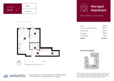 1 pokój, mieszkanie 42,42 m², piętro 2, oferta nr 1.B.2.12, Murapol MainPoint, Bielsko-Biała, Śródmieście, ul. Grażyńskiego