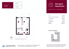 1 pokój, mieszkanie 33,99 m², piętro 3, oferta nr 1.C.3.01, Murapol MainPoint, Bielsko-Biała, Śródmieście, ul. Grażyńskiego