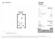 1 pokój, apartament inwestycyjny 26,70 m², piętro 1, oferta nr 1.B.1.05, Murapol Aviator, Toruń, Koniuchy, ul. Grudziądzka