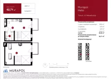 1 pokój, mieszkanie 62,71 m², piętro 2, oferta nr 3.A.2.12, Murapol Helio, Toruń, Wrzosy, JAR, ul. Heweliusza