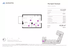 1 pokój, mieszkanie 41,58 m², piętro 6, oferta nr 1.C.6.07, Murapol Scarpa, Gdańsk, Siedlce, ul. Kartuska