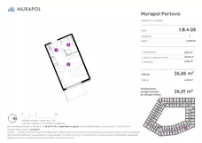 1 pokój, apartament inwestycyjny 26,81 m², piętro 4, oferta nr 1.B.4.08, Murapol Portovo, Gdańsk, Śródmieście, ul. Mostek