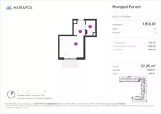 1 pokój, mieszkanie 25,03 m², piętro 2, oferta nr 1.C.2.10, Murapol Forum, Łódź, Śródmieście, ul. Targowa