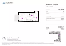 1 pokój, mieszkanie 30,54 m², parter, oferta nr 1.B.0.03, Murapol Forum, Łódź, Śródmieście, ul. Targowa