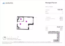 1 pokój, mieszkanie 29,69 m², piętro 1, oferta nr 1.B.1.10, Murapol Forum, Łódź, Śródmieście, ul. Targowa