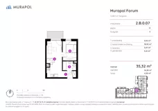 1 pokój, mieszkanie 33,93 m², piętro 1, oferta nr 2.A.1.02, Murapol Forum, Łódź, Śródmieście, ul. Targowa